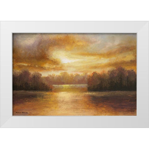 Golden Lake Glow II White Modern Wood Framed Art Print by Marcon, Michael