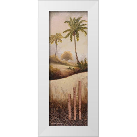 Tropical Gardens I White Modern Wood Framed Art Print by Marcon, Michael