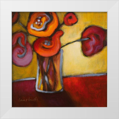 Red Poppies in a Vase White Modern Wood Framed Art Print by Loreth, Lanie