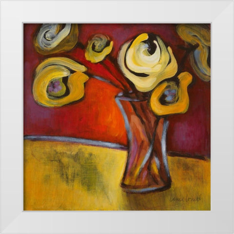 Yellow Poppies in a Vase White Modern Wood Framed Art Print by Loreth, Lanie