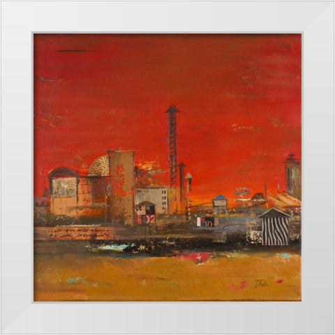 Crazy City I White Modern Wood Framed Art Print by Pinto, Patricia