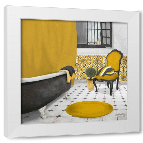 Sundance Bath I - yellow White Modern Wood Framed Art Print by Medley, Elizabeth