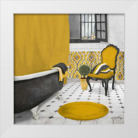 Sundance Bath I - yellow White Modern Wood Framed Art Print by Medley, Elizabeth