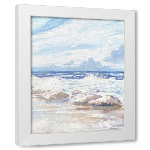 Crashing Waves White Modern Wood Framed Art Print by Kingsley