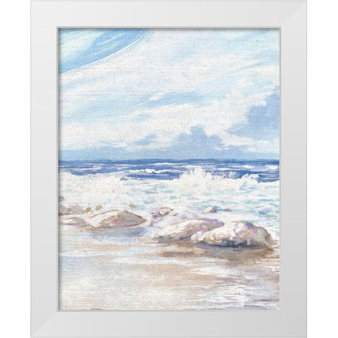 Crashing Waves White Modern Wood Framed Art Print by Kingsley
