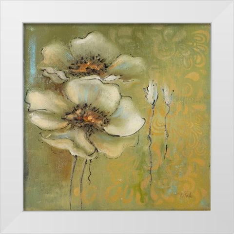 The Green Flowers I White Modern Wood Framed Art Print by Pinto, Patricia