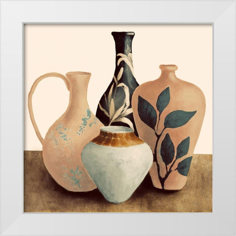 Decorative Beige Vessels II White Modern Wood Framed Art Print by Loreth, Lanie