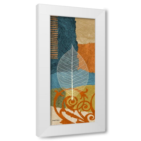 Blue Leaf I White Modern Wood Framed Art Print by Marcon, Michael