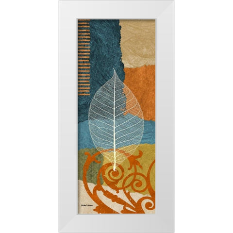 Blue Leaf I White Modern Wood Framed Art Print by Marcon, Michael