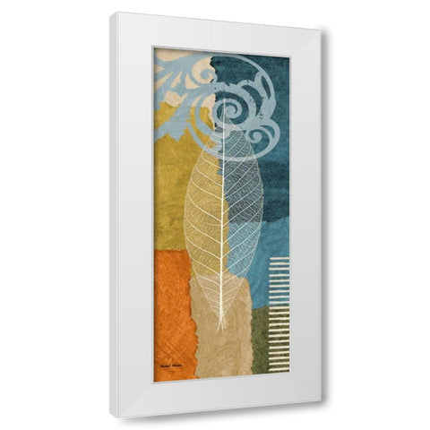 Blue Leaf II White Modern Wood Framed Art Print by Marcon, Michael