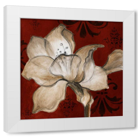Amaryllis on Red II White Modern Wood Framed Art Print by Loreth, Lanie