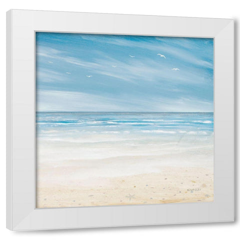 Misty Coastal Days I White Modern Wood Framed Art Print by Kingsley