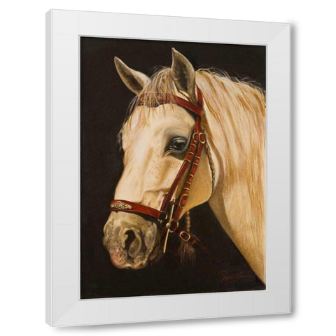 Horse White Modern Wood Framed Art Print by Arenas, Nelly
