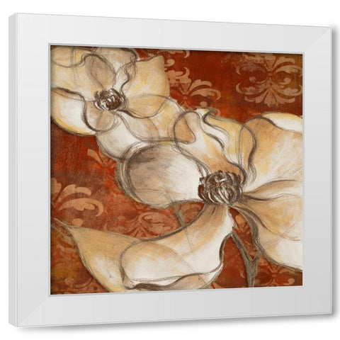 Whispering Magnolia on Red II White Modern Wood Framed Art Print by Loreth, Lanie