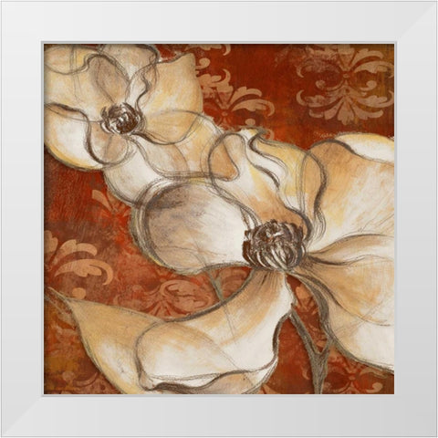 Whispering Magnolia on Red II White Modern Wood Framed Art Print by Loreth, Lanie