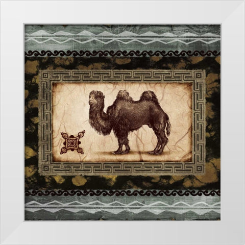 African Expression Square I White Modern Wood Framed Art Print by Marcon, Michael