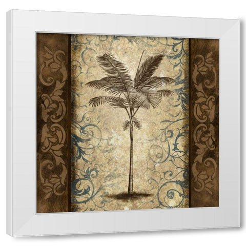 Palm Square I White Modern Wood Framed Art Print by Marcon, Michael