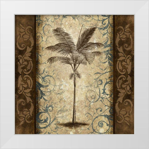 Palm Square I White Modern Wood Framed Art Print by Marcon, Michael