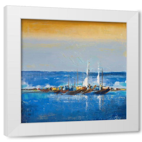 Blue Ocean I White Modern Wood Framed Art Print by Pinto, Patricia