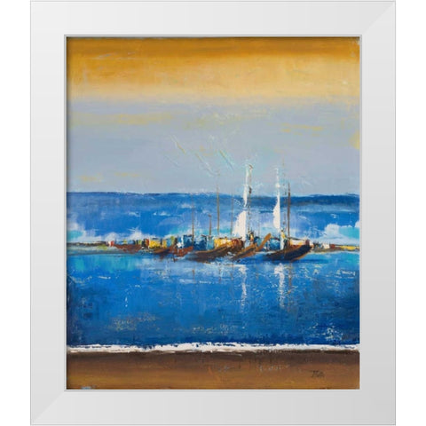 Blue Ocean I White Modern Wood Framed Art Print by Pinto, Patricia