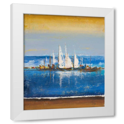 Blue Ocean II White Modern Wood Framed Art Print by Pinto, Patricia