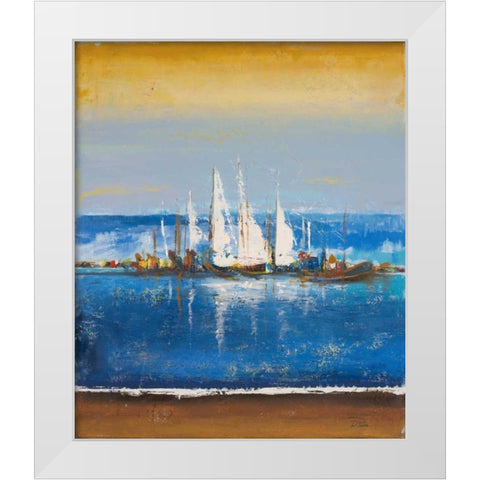 Blue Ocean II White Modern Wood Framed Art Print by Pinto, Patricia