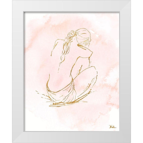 Nude on Pink I White Modern Wood Framed Art Print by Pinto, Patricia