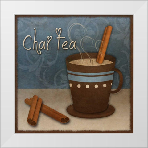 Chai Tea White Modern Wood Framed Art Print by SD Graphics Studio