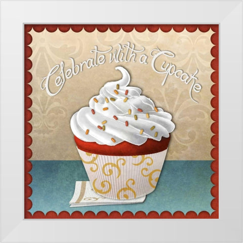 Cupcake II White Modern Wood Framed Art Print by SD Graphics Studio