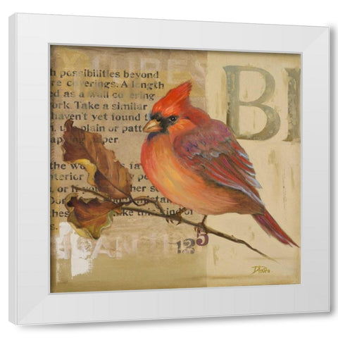 Red Love Birds I White Modern Wood Framed Art Print by Pinto, Patricia