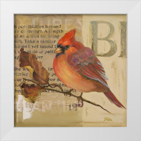 Red Love Birds I White Modern Wood Framed Art Print by Pinto, Patricia