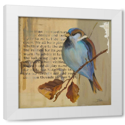 Blue Love Birds I White Modern Wood Framed Art Print by Pinto, Patricia