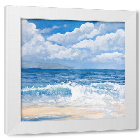 Waves I White Modern Wood Framed Art Print by Kingsley