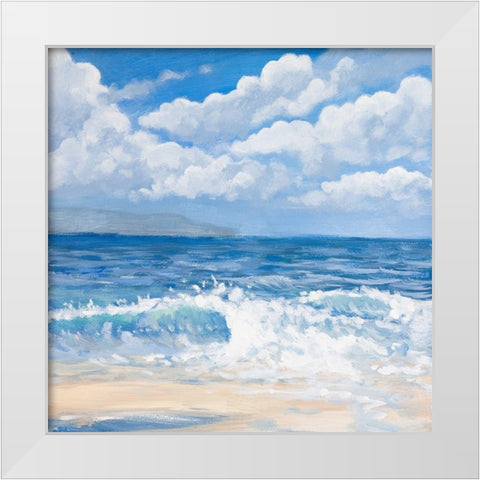 Waves I White Modern Wood Framed Art Print by Kingsley