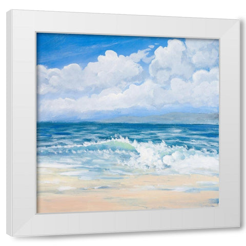 Waves II White Modern Wood Framed Art Print by Kingsley