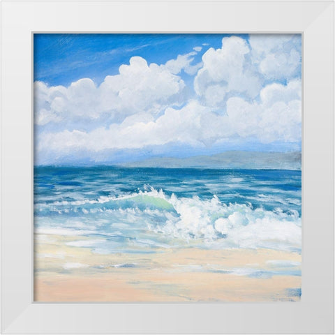 Waves II White Modern Wood Framed Art Print by Kingsley