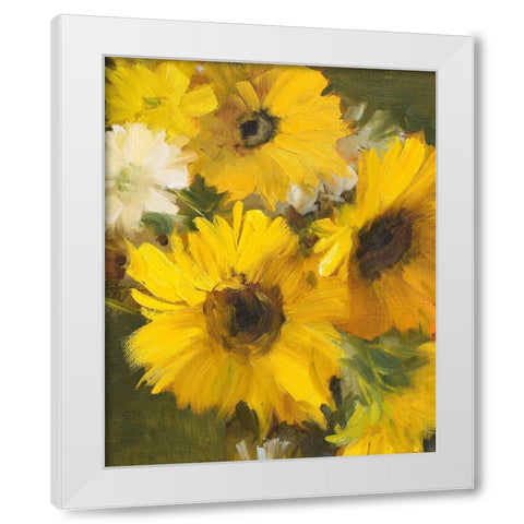 Bright Yellow Sunflowers White Modern Wood Framed Art Print by Loreth, Lanie