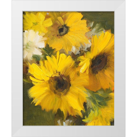 Bright Yellow Sunflowers White Modern Wood Framed Art Print by Loreth, Lanie