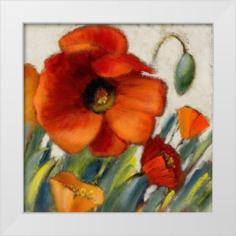 Poppy Splendor Square II  White Modern Wood Framed Art Print by Loreth, Lanie