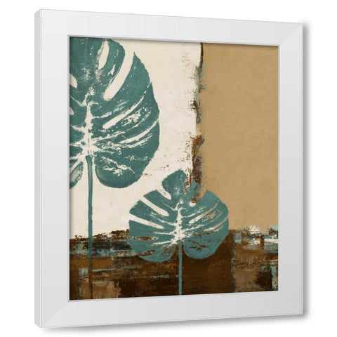 Blue Leaves I White Modern Wood Framed Art Print by Pinto, Patricia