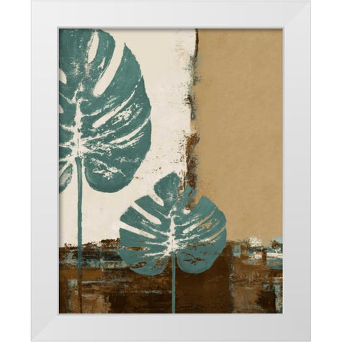 Blue Leaves I White Modern Wood Framed Art Print by Pinto, Patricia