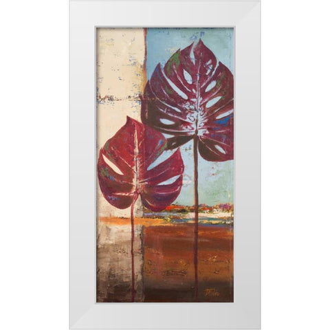 Red Leaves II White Modern Wood Framed Art Print by Pinto, Patricia