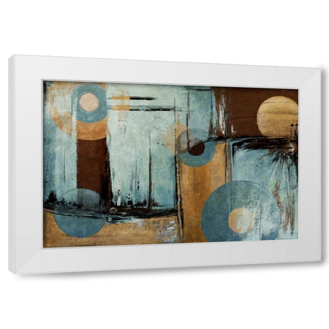 Blue Escape White Modern Wood Framed Art Print by Pinto, Patricia