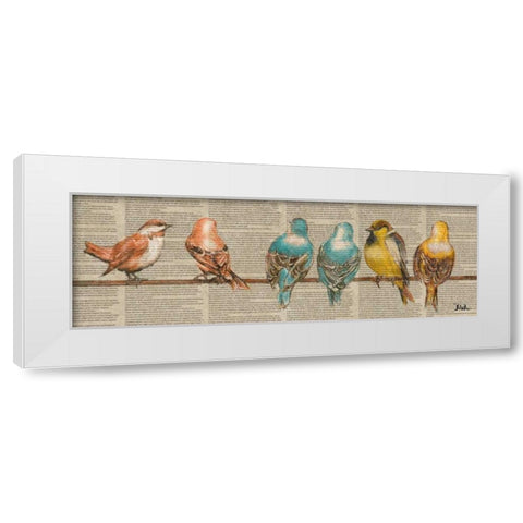 Gleeful Newsprint I White Modern Wood Framed Art Print by Pinto, Patricia