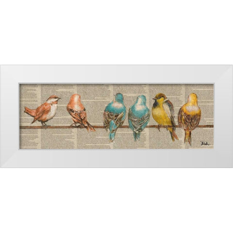 Gleeful Newsprint I White Modern Wood Framed Art Print by Pinto, Patricia
