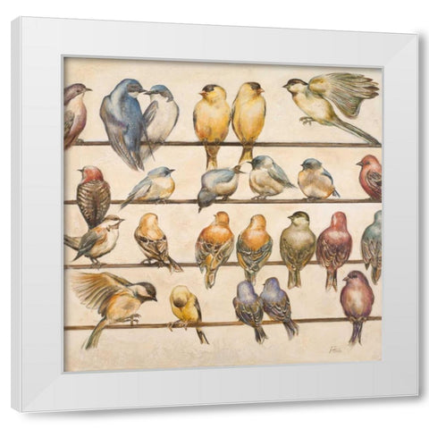 Gleeful Gathering White Modern Wood Framed Art Print by Pinto, Patricia