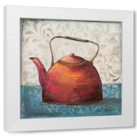 Red Pots I White Modern Wood Framed Art Print by Pinto, Patricia