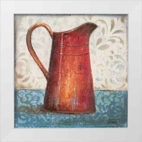 Red Pots II White Modern Wood Framed Art Print by Pinto, Patricia
