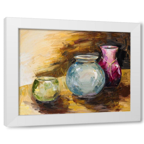 Jeweled Vases White Modern Wood Framed Art Print by French-Roussia, Heather A.