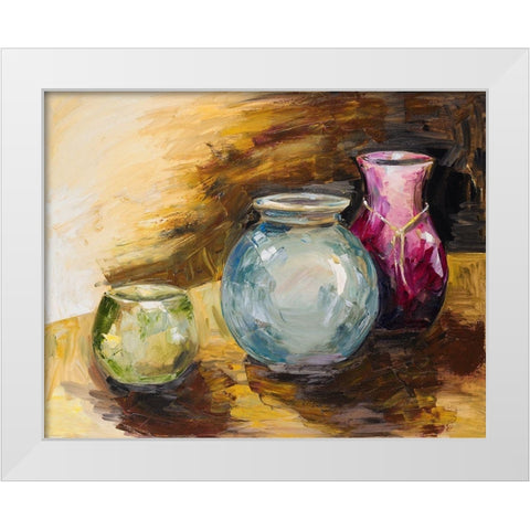 Jeweled Vases White Modern Wood Framed Art Print by French-Roussia, Heather A.